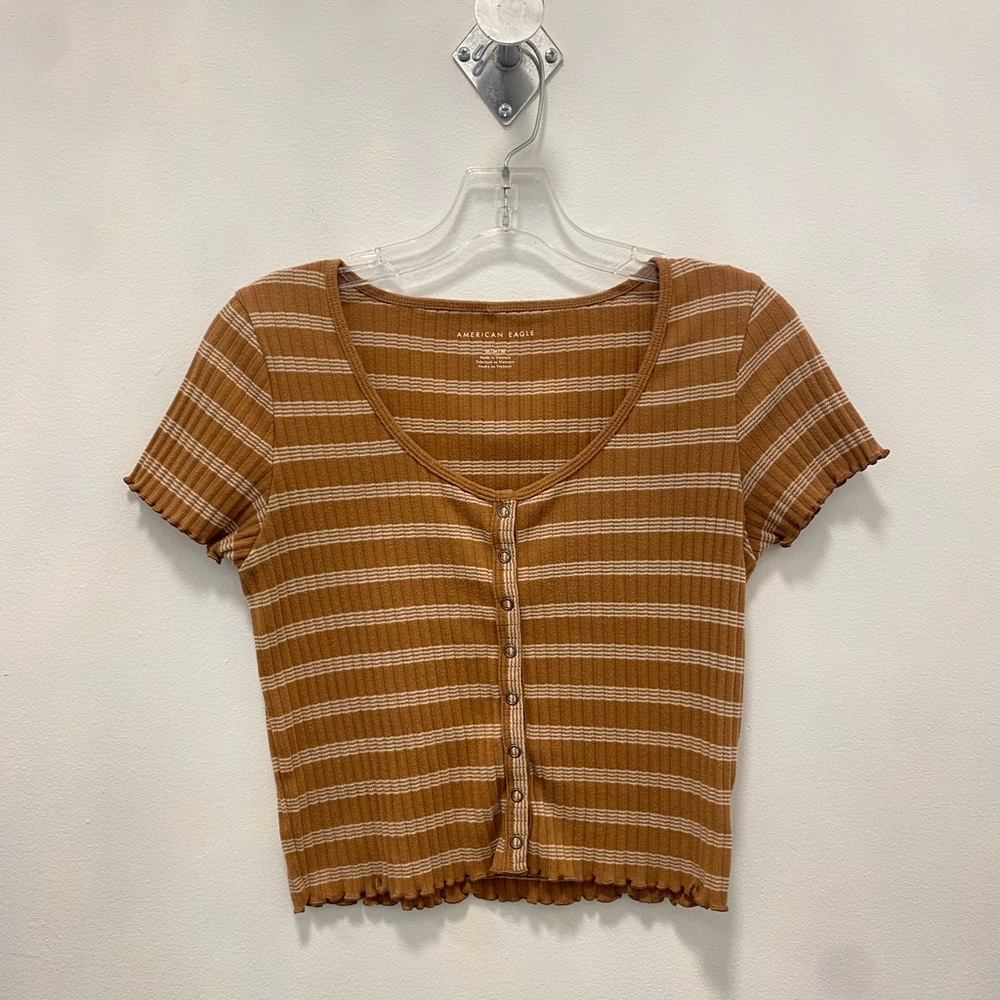 American Eagle Outfitters Brown Striped Women's Top